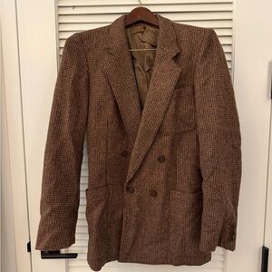 Yves Saint Laurent Brown Houndstooth Double-Breasted Peacoat